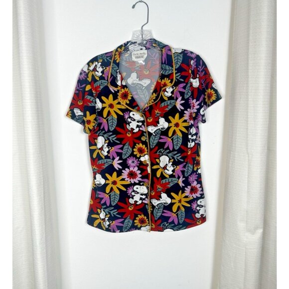 Munki Munki Peanuts Pajama Set Women Medium Snoopy Floral Short Sleeve Top Short - Picture 8 of 11